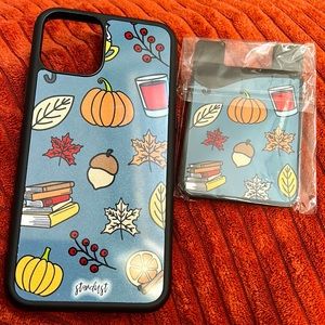 iPhone 11 pro, Sparkly ✨ blue, Fall theme 🍂🍁 phone case. With matching wallet